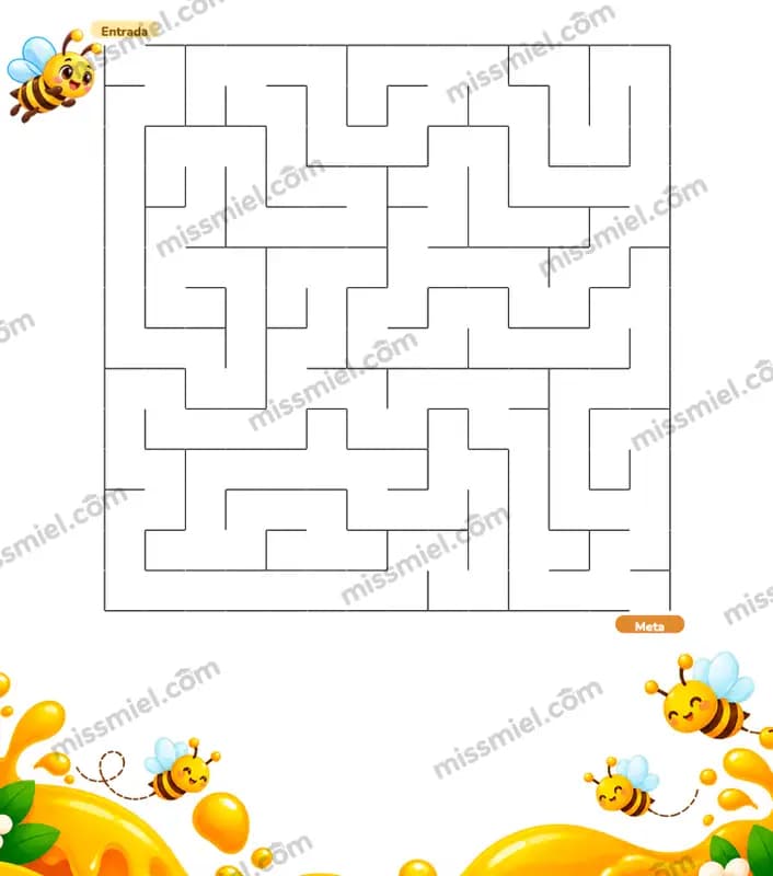 Laberinto: La abeja quiere llegar al panal