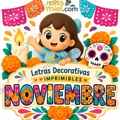 Letras decorativas imprimibles de noviembre — Día de muertos