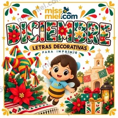 Letras decorativas de Diciembre para imprimir — primaria