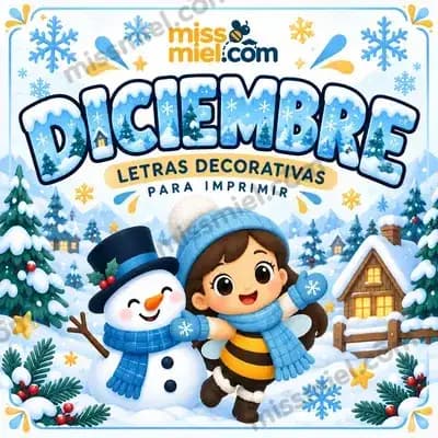 Letras decorativas de diciembre para imprimir — primaria